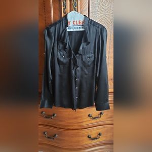 White House Black Market Black Utility Blouse Size 4